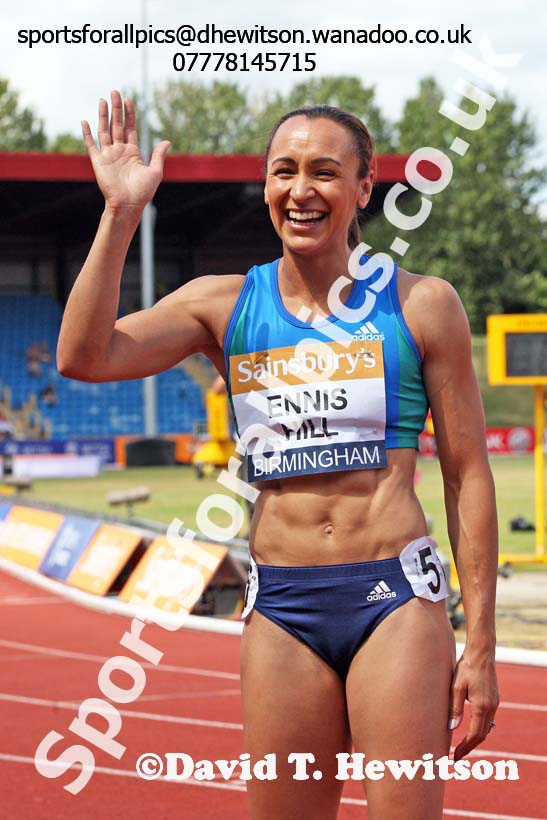Jessica Ennis-Hill  after the 100 metres hurdles, Sainsbury's British Champs, Alexander Stadium, Birmingham. Photo: David T. Hewitson/Sprts for All Pics